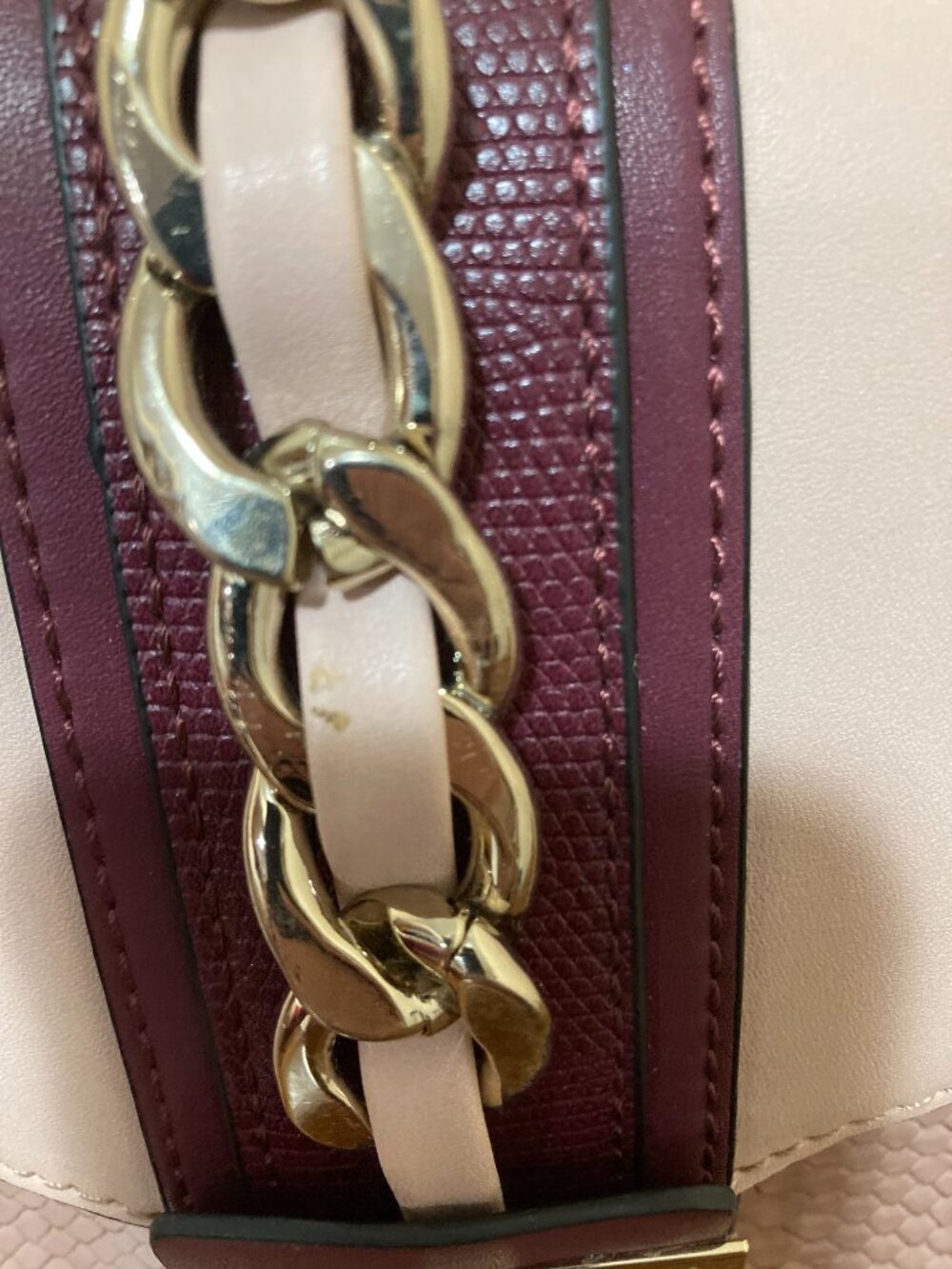 Apt 9 Handbag Purse Satchel Burgundy Pink Beige - Picture 4 of 9